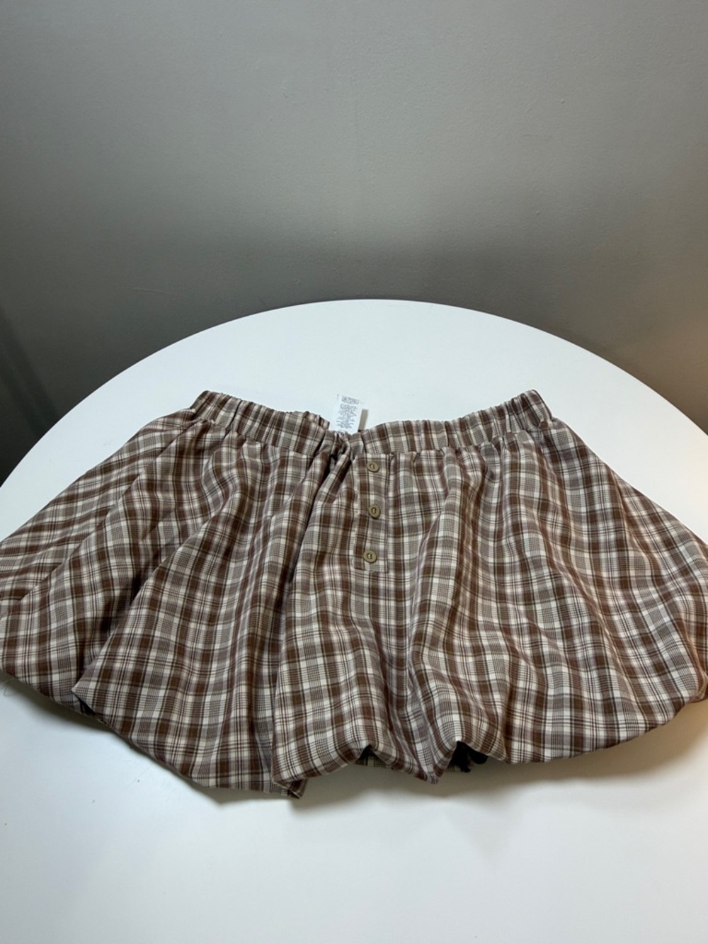 Missguided Plaid Mini Skirt Women L Brown Y2K Button Front‎ Gathered Waist